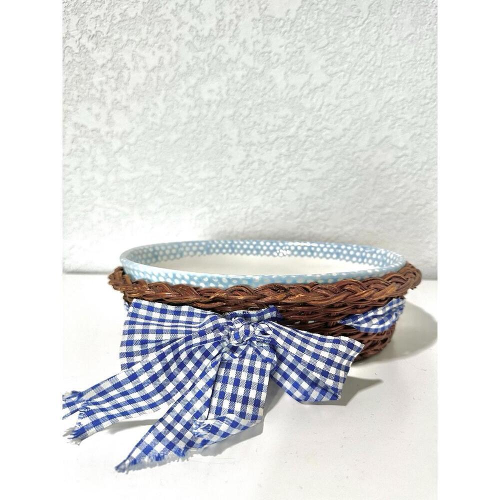 Teamson 1995 Casserole Baking Dish Oval Country Home and Woven Basket with Bow - Picture 3 of 13